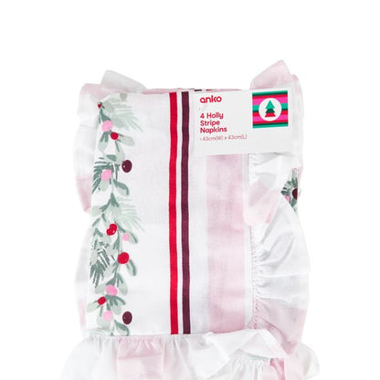 Anko 4 Pack Holly Stripe Napkins