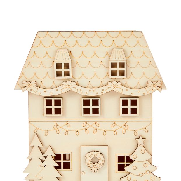 Anko Craft Wood Blank LED Christmas House