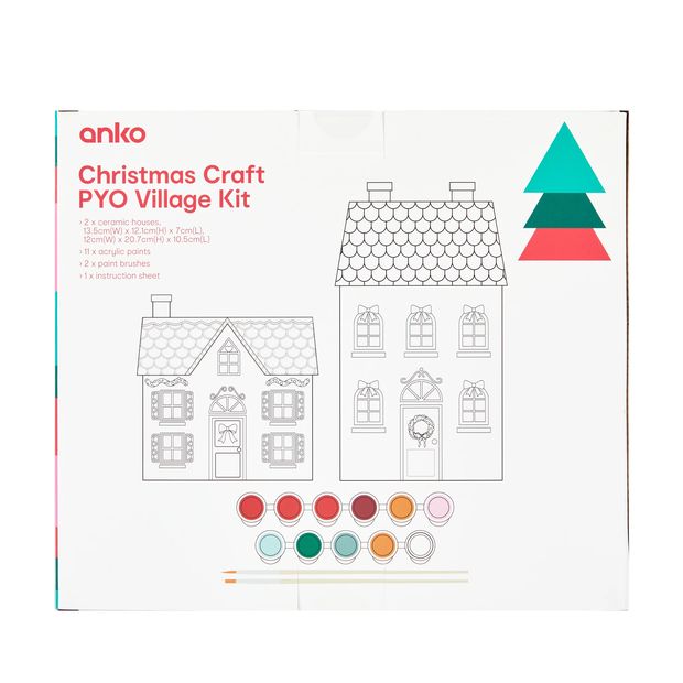 Anko Christmas Craft Paint Your Own Village Kit