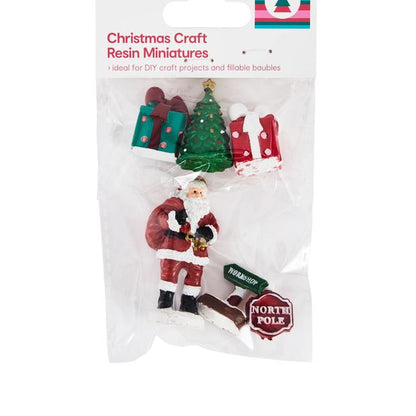 Anko Christmas Craft Resin Miniatures - Santa Claus and Gifts