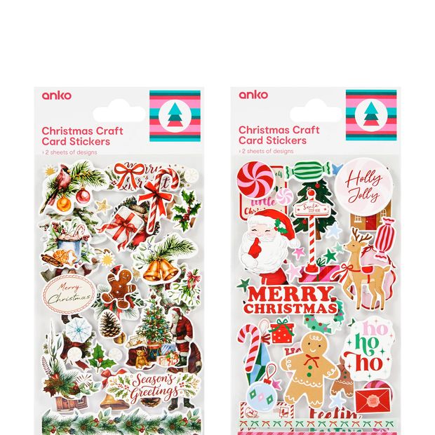 Anko Christmas Craft Card Stickers - Assorted