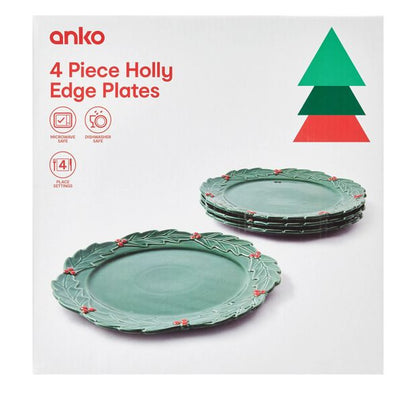 Anko 4 Piece Holly Edge Plates