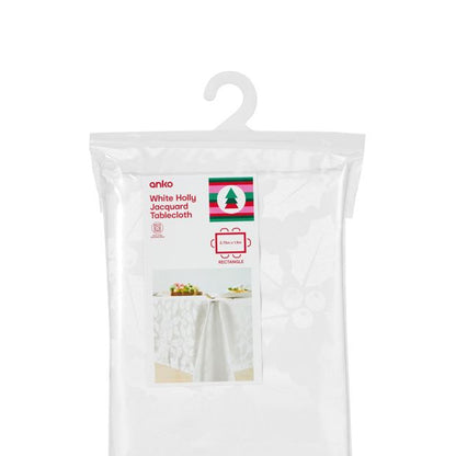 Anko White Holly Jacquard Tablecloth