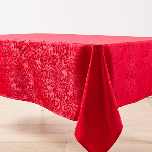 Anko Red Poinsettia Tablecloth