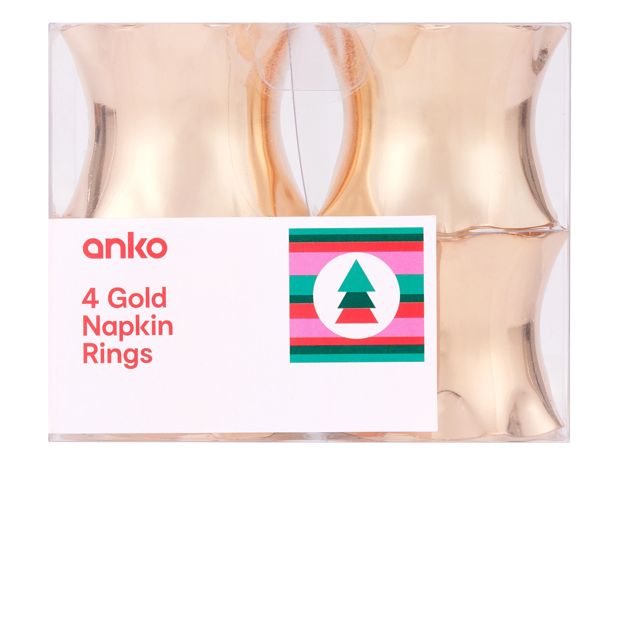 Anko 4 Pack Gold Look Napkin Rings