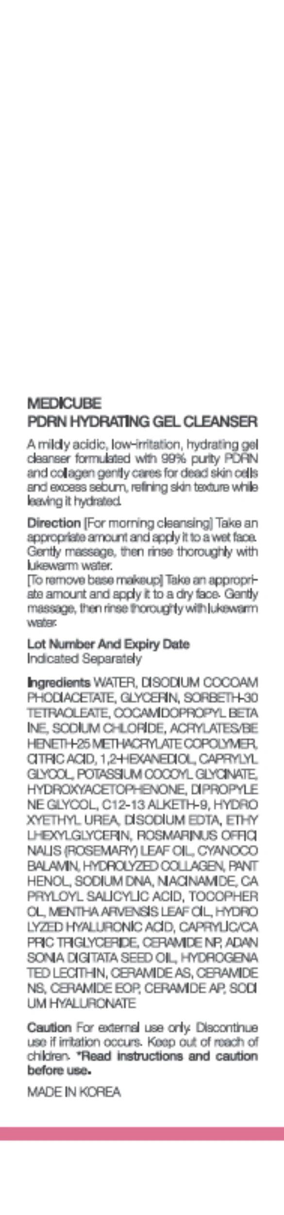 Medicube PDRN Hydrating Gel Cleanser 200ml - 99% High Purity Salmon PDRN
