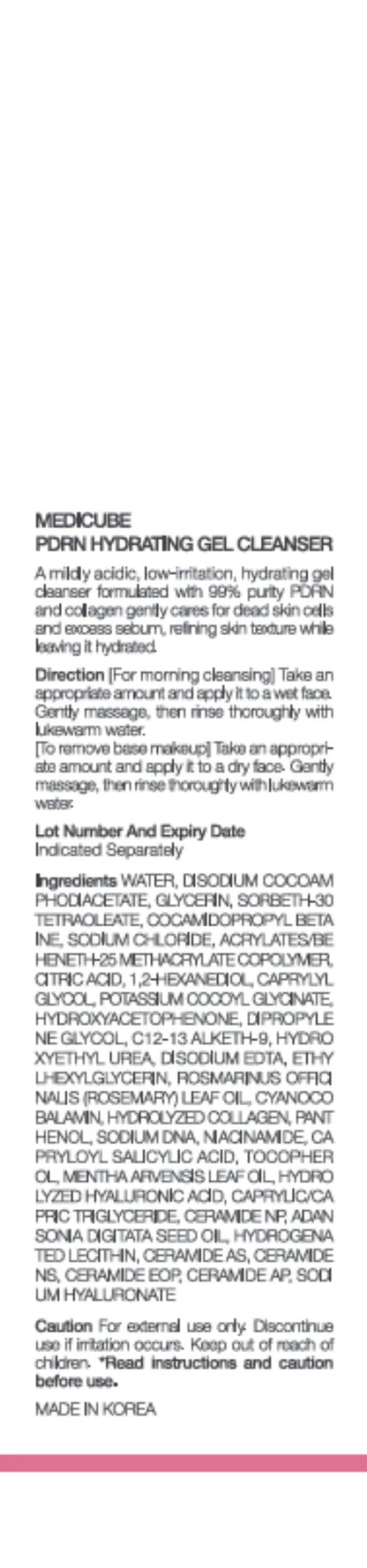 Medicube PDRN Hydrating Gel Cleanser 200ml - 99% High Purity Salmon PDRN