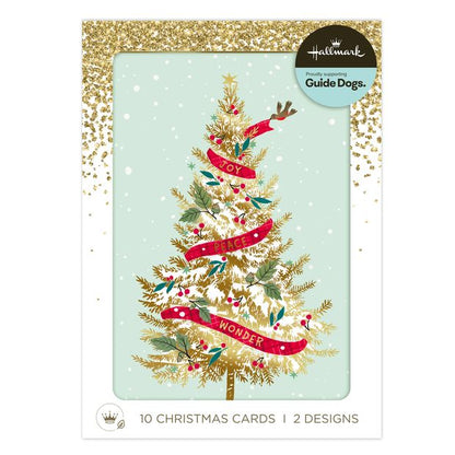 10 Pack Hallmark Boxed Christmas Cards - Tree and Deer
