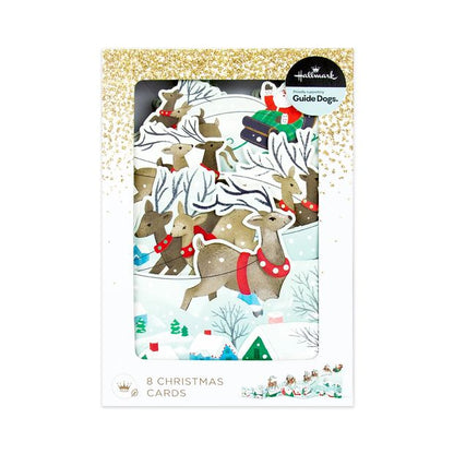 8 Pack Hallmark Boxed Christmas Cards - Santa Reindeer