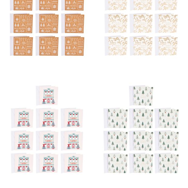 Anko 10 Pack Square Christmas Cards - Assorted