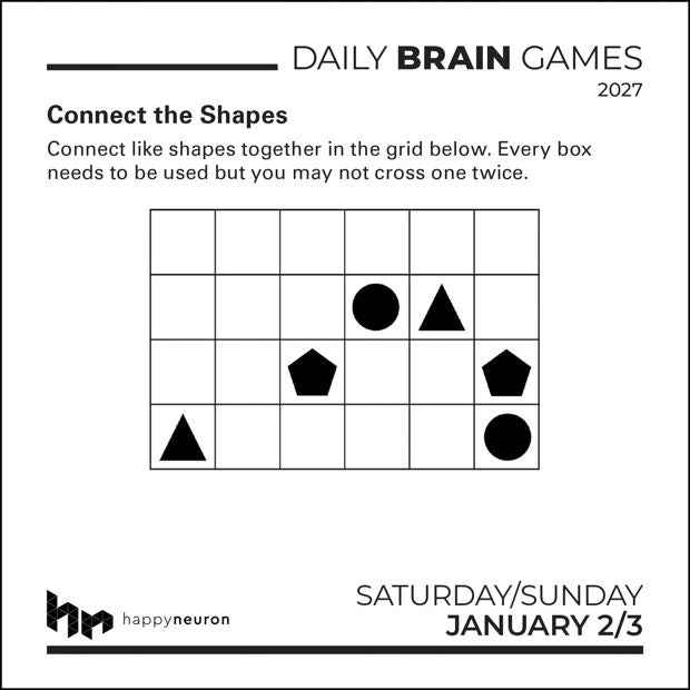 Happy Neuron Daily Brain Games 2027 Calendar