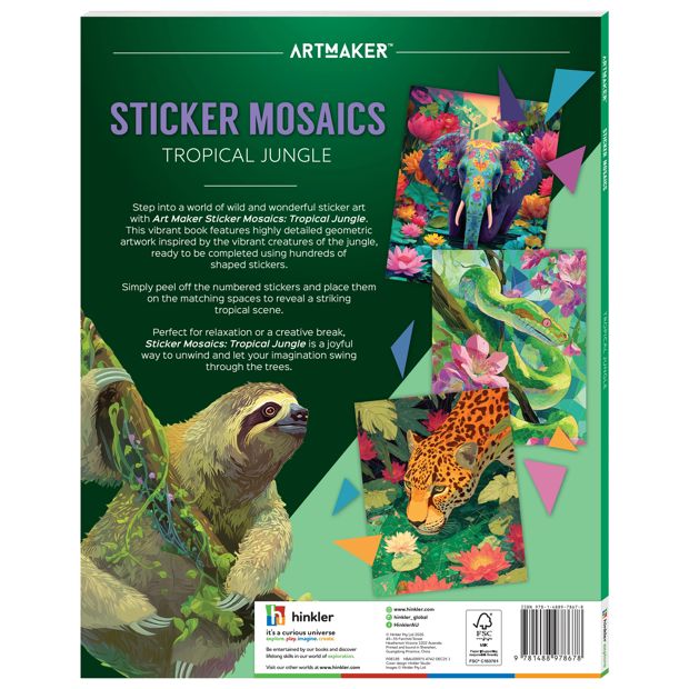 Art Maker Sticker Mosaics Tropical Jungle - Book