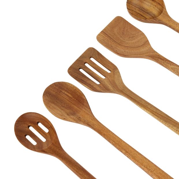 Anko 5 Piece Acacia Wood Utensil Set