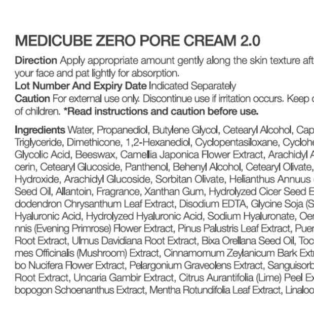 Medicube Zero Pore Cream 2.0