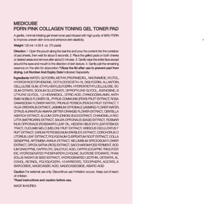 Medicube PDRN Pink Collagen Toning Gel Toner Pad 120ml