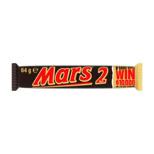 MARS MILK CHOCOLATE BAR CARAMEL NOUGAT 2 PACK 64G