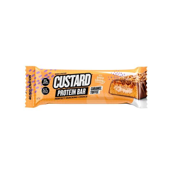 MUSCLE NATION PROTEIN CUSTARD PROTEIN BAR CARAMEL TOFFEE 60G