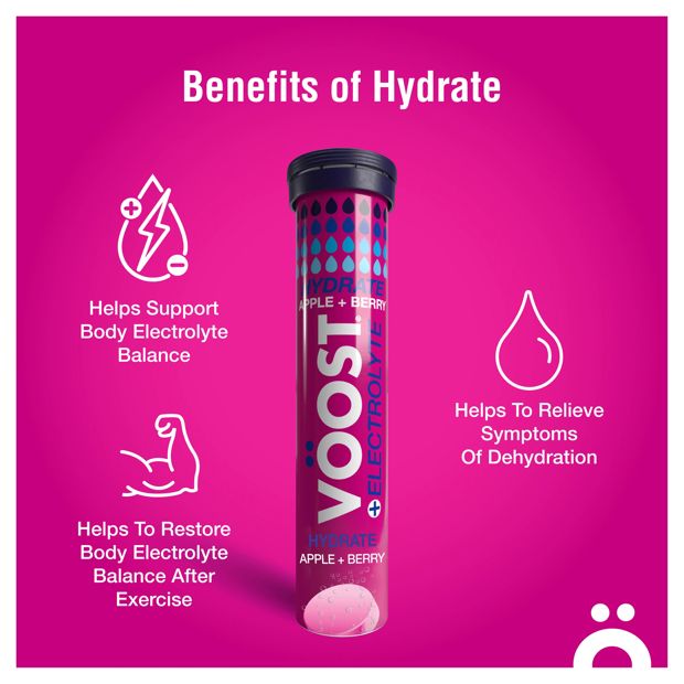 20 Pack Voost Hydrate Electrolyte Vitamins Supplement Effervescent Tablets - Apple and Berry