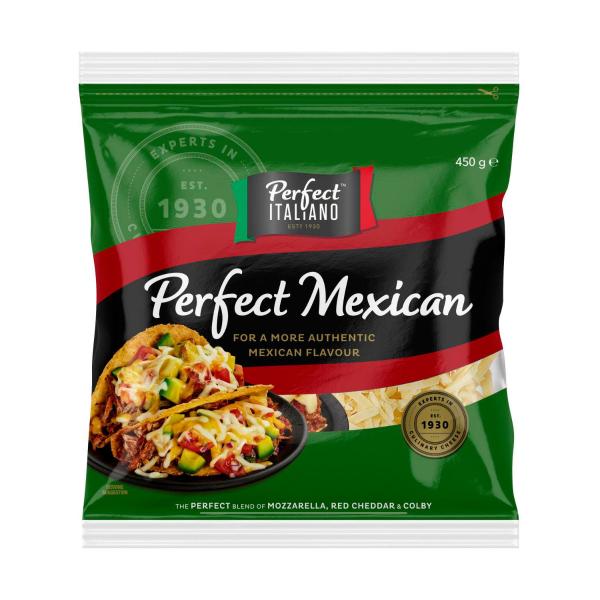 PERFECT ITALIANO CHEESE MEXICAN BLEND GRATED 450G