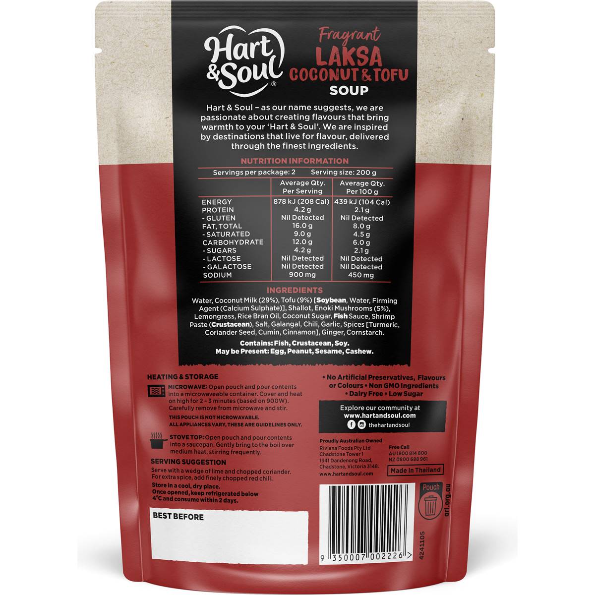 Hart & Soul Laksa Soup Pouch 400g