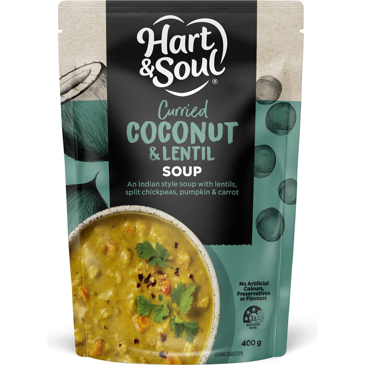 Hart & Soul Coconut & Lentil Soup 400g