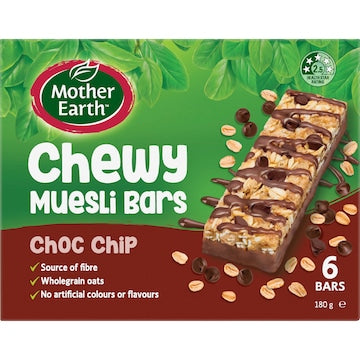 Mother Earth Chewy Muesli Bars Choc Chip 180g