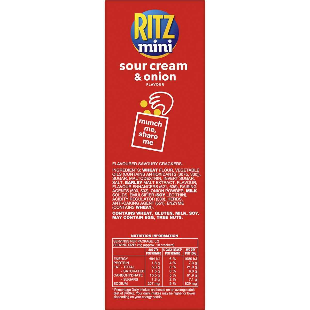 Ritz Mini Crackers Sour Cream & Onion Flavour 155g