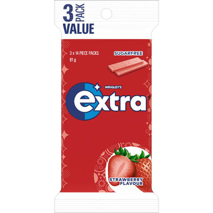 Extra Strawberry Sugar Free Chewing Gum Multipack 42pc 3x27g