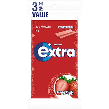 Extra Strawberry Sugar Free Chewing Gum 14 Pieces 3 pack