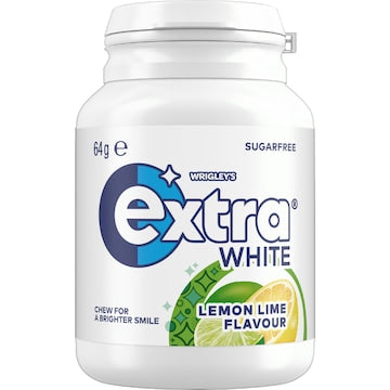Extra White Lemon Lime Sugar Free Chewing Gum Bottle 64g