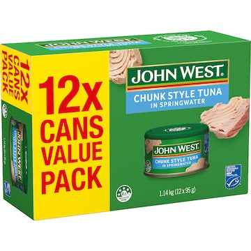 John West Tuna Chunks In Springwater Value 95g x 12 pack