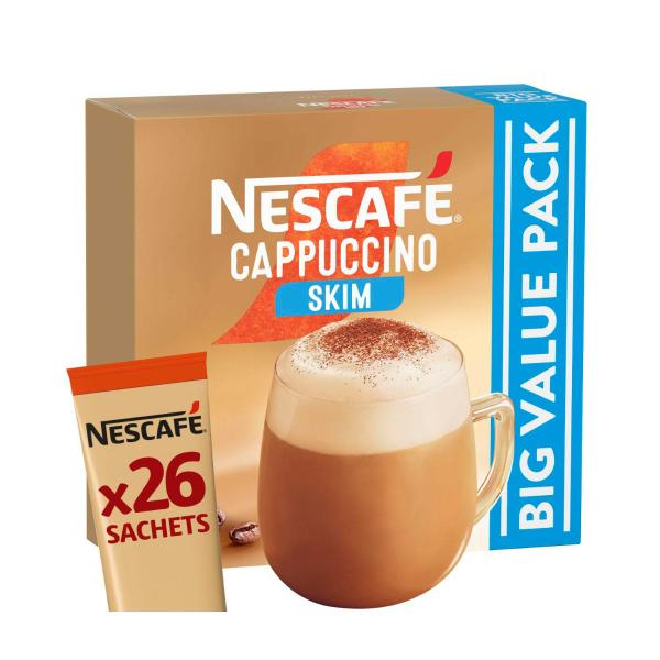 NESCAFE CAPPUCCINO SKIM COFFEE SACHETS 26 PACK