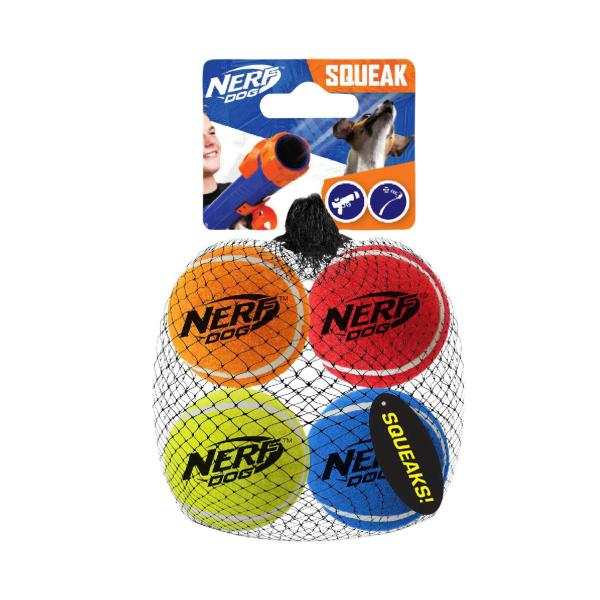 NERF DOG 2.5"SQUEAK TENNIS BALL DOG TOY 4 PACK