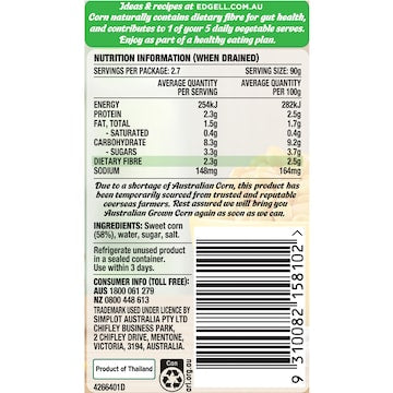 Edgell Super Sweet Corn Kernels 420g