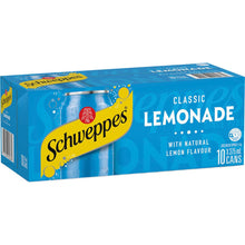 Schweppes Lemonade Soft Drink Cans Multipack 375ml x 10 Pack