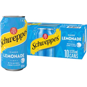 Schweppes Lemonade Soft Drink Cans 375mL x 10 pack