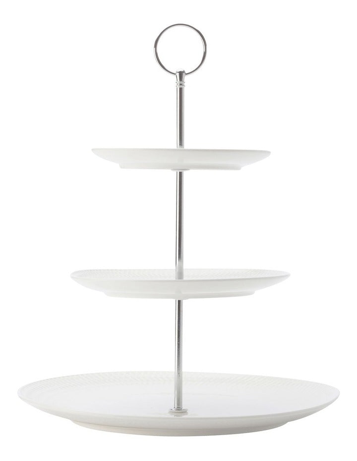 White Basics Diamonds 3-Tier Gift Boxed Cake Stand  in White
