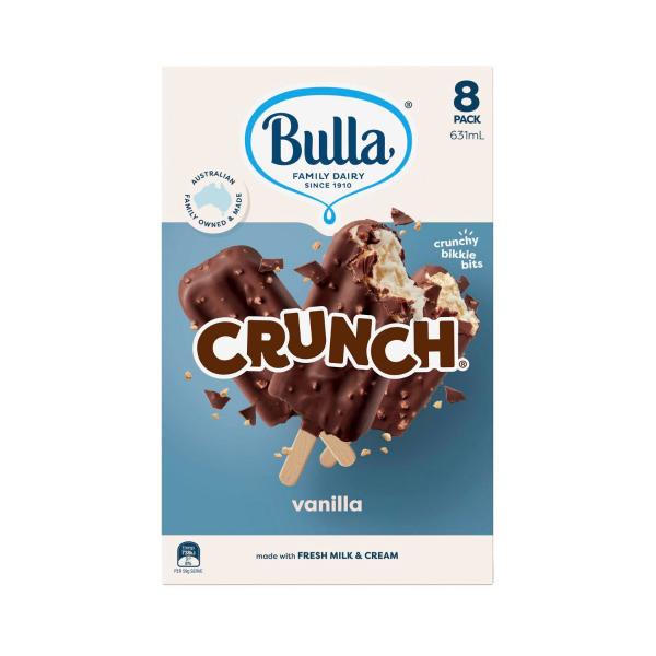 BULLA VANILLA CRUNCH ICE CREAM STICKS 8 PACK 631ML