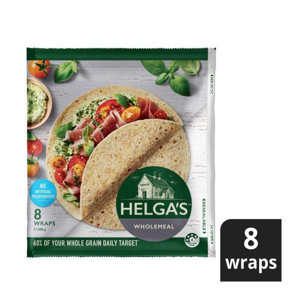 HELGA'S WRAPS WHOLEMEAL 8PK