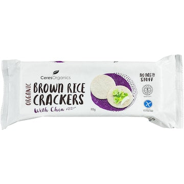 Ceres Organics Brown Rice Crackers Chia 115g