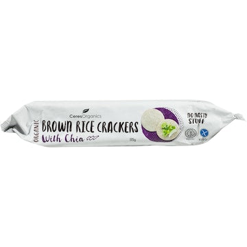 Ceres Organics Brown Rice Crackers Chia 115g