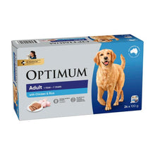 OPTIMUM ADULT WET DOG FOOD WITH CHICKEN & RICE 24X100G TRAYS