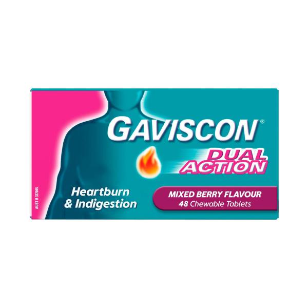 GAVISCON DUAL ACTION TABLETS MIXED BERRY 48PK