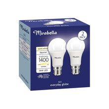 MIRABELLA LED 2PK GLS BC 14W 1500LUM 4000K COOL WHITE