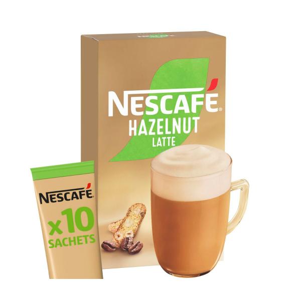 NESCAFE HAZELNUT LATTE COFFEE SACHETS 10 PACK