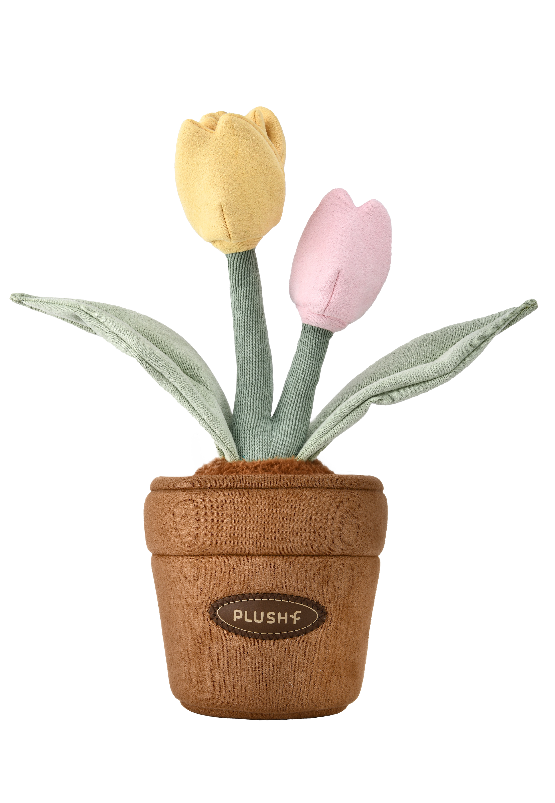 PlushWoods Yellow and Pink Tulip Plant Plush With Pot 25cm