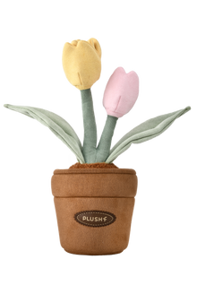 PlushWoods Yellow and Pink Tulip Plant Plush With Pot 25cm