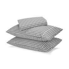 250 Thread Count Gingham Cotton Sheet Set - Queen Bed, Grey
