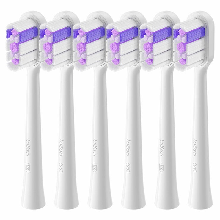 Laifen Ultra Whitening Universal Brush Head 6 Pack Purple