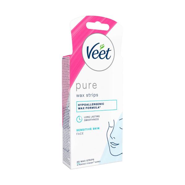 VEET PURE FACE HAIR REMOVAL COLD WAX STRIPS FOR SENSITIVE SKIN 20 PACK